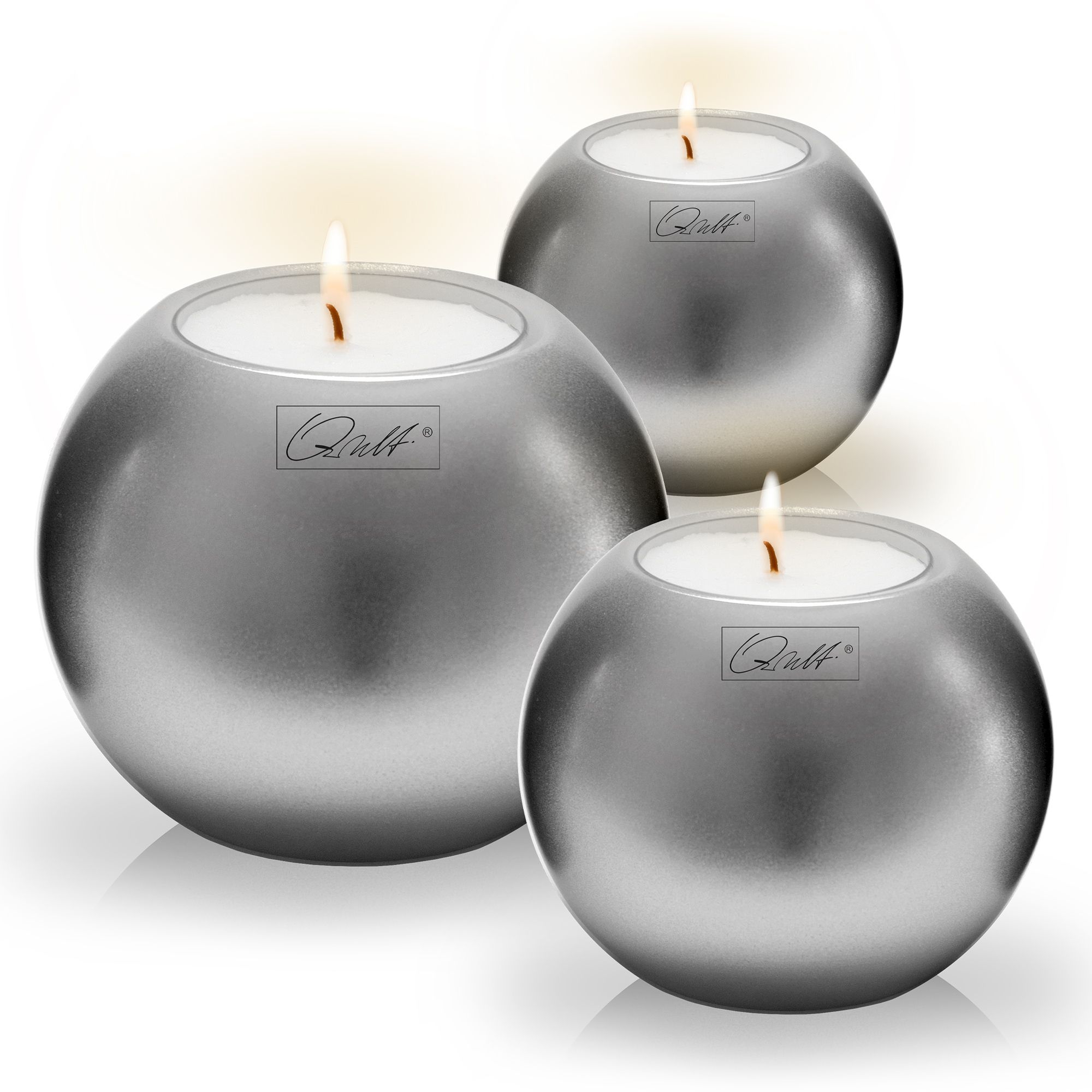 Qult Farluce Moon Metallic - Tealight Candle Holder Ø 8 cm - Silver