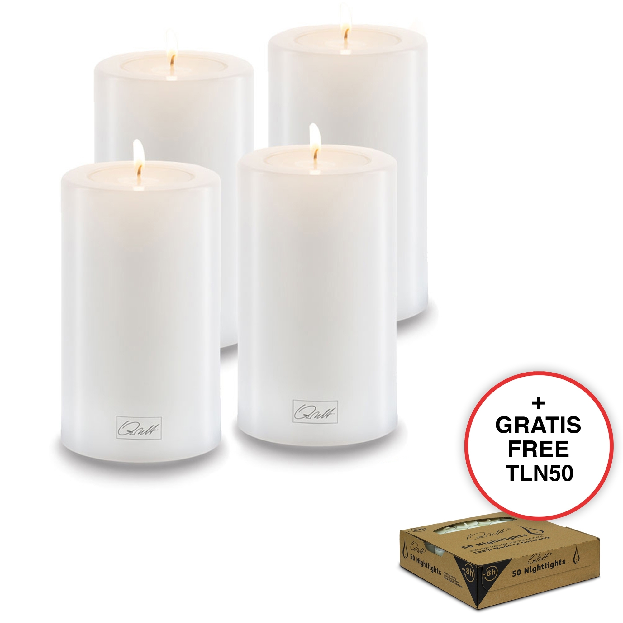 Qult Farluce Trend - Tealight Candle Holder white Ø 6 cm H 10 cm - Set of 4