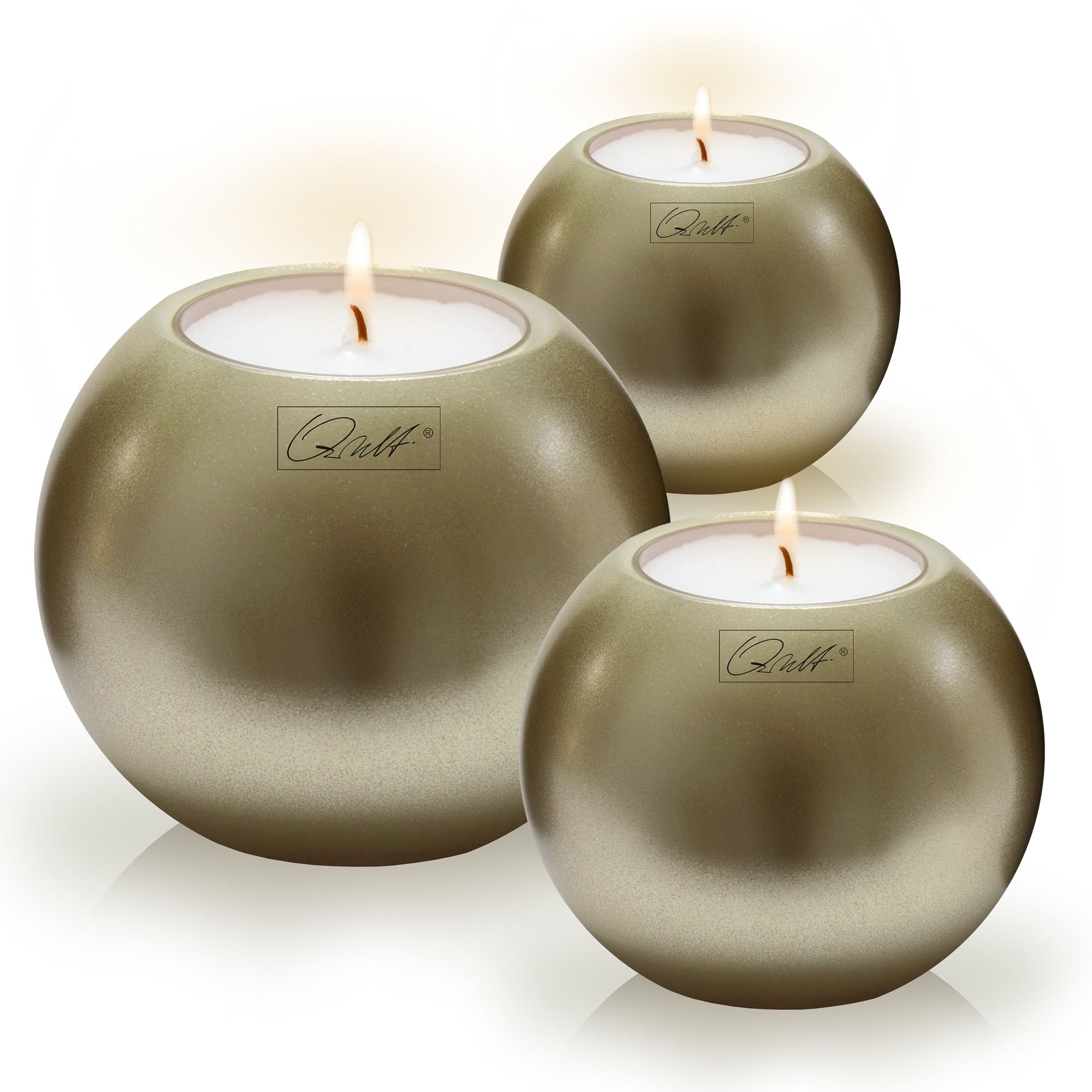 Qult Farluce Moon Metallic - Tealight Candle Holder Ø 8 cm - Creme Gold