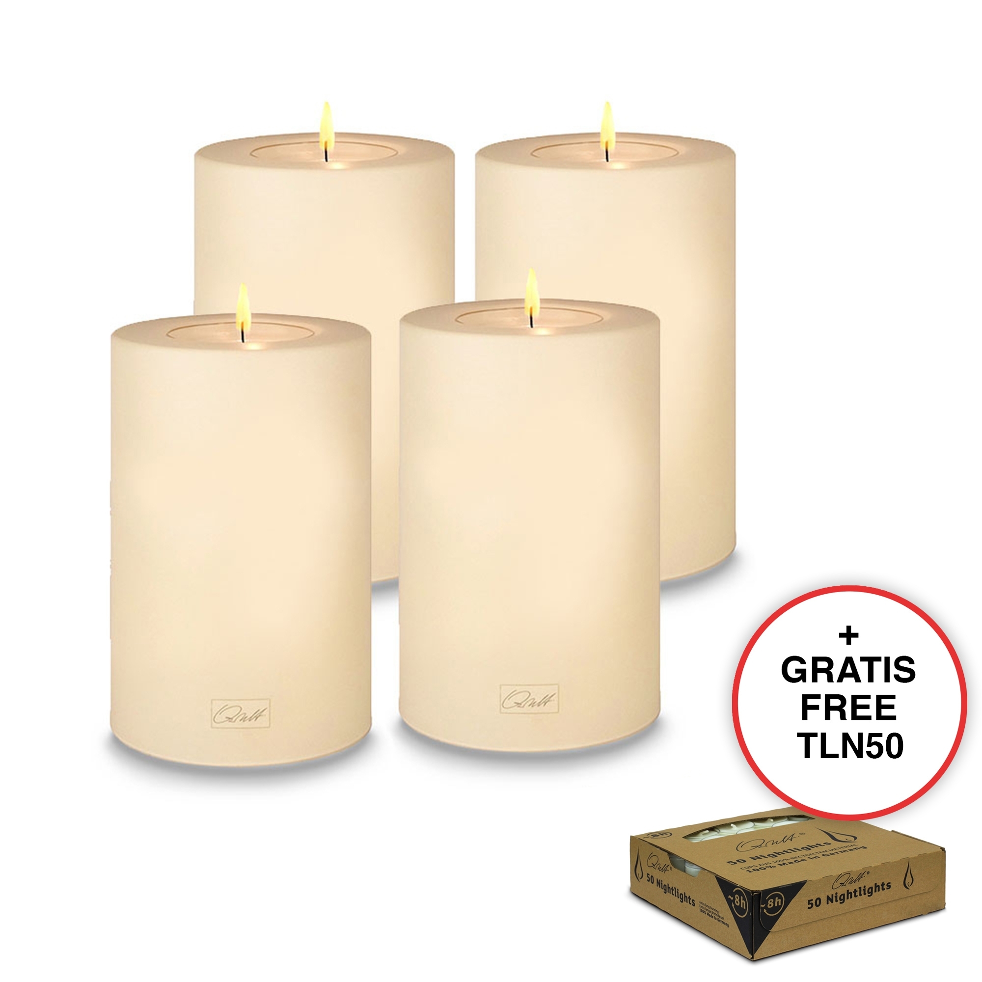 Qult Farluce Trend - Tealight Candle Holder - vanilla - Ø 8 cm H 12 cm - Set of 4