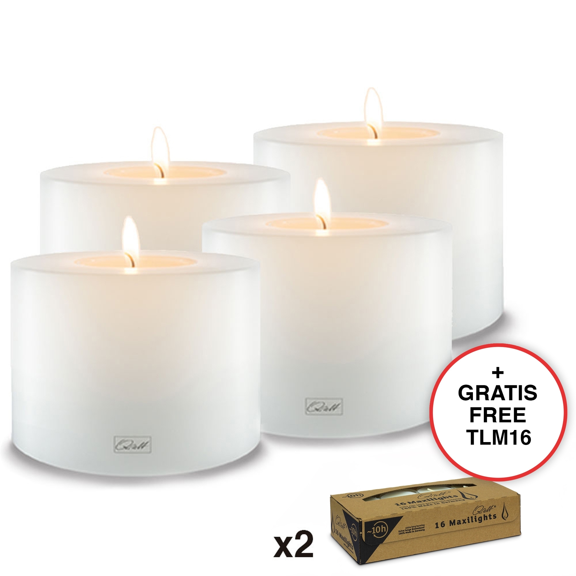 Qult Farluce Trend - Tealight Candle Holder white Ø 12 cm H 10 cm - Set of 4