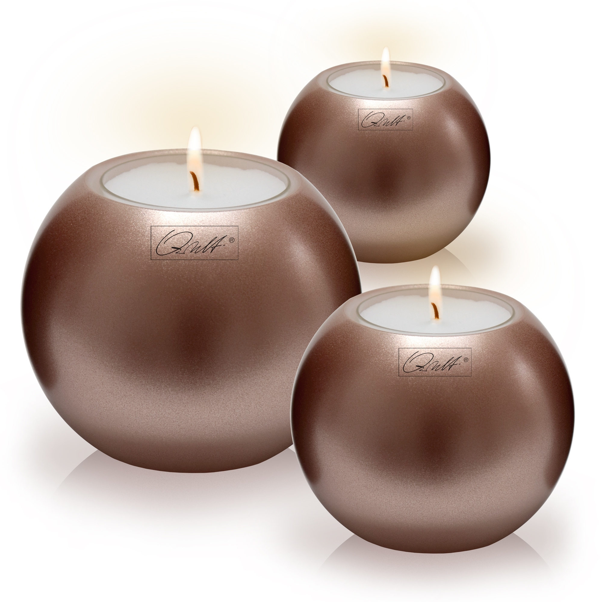 Qult Farluce Moon Metallic - Tealight Candle Holder Ø 8 cm - Bronze