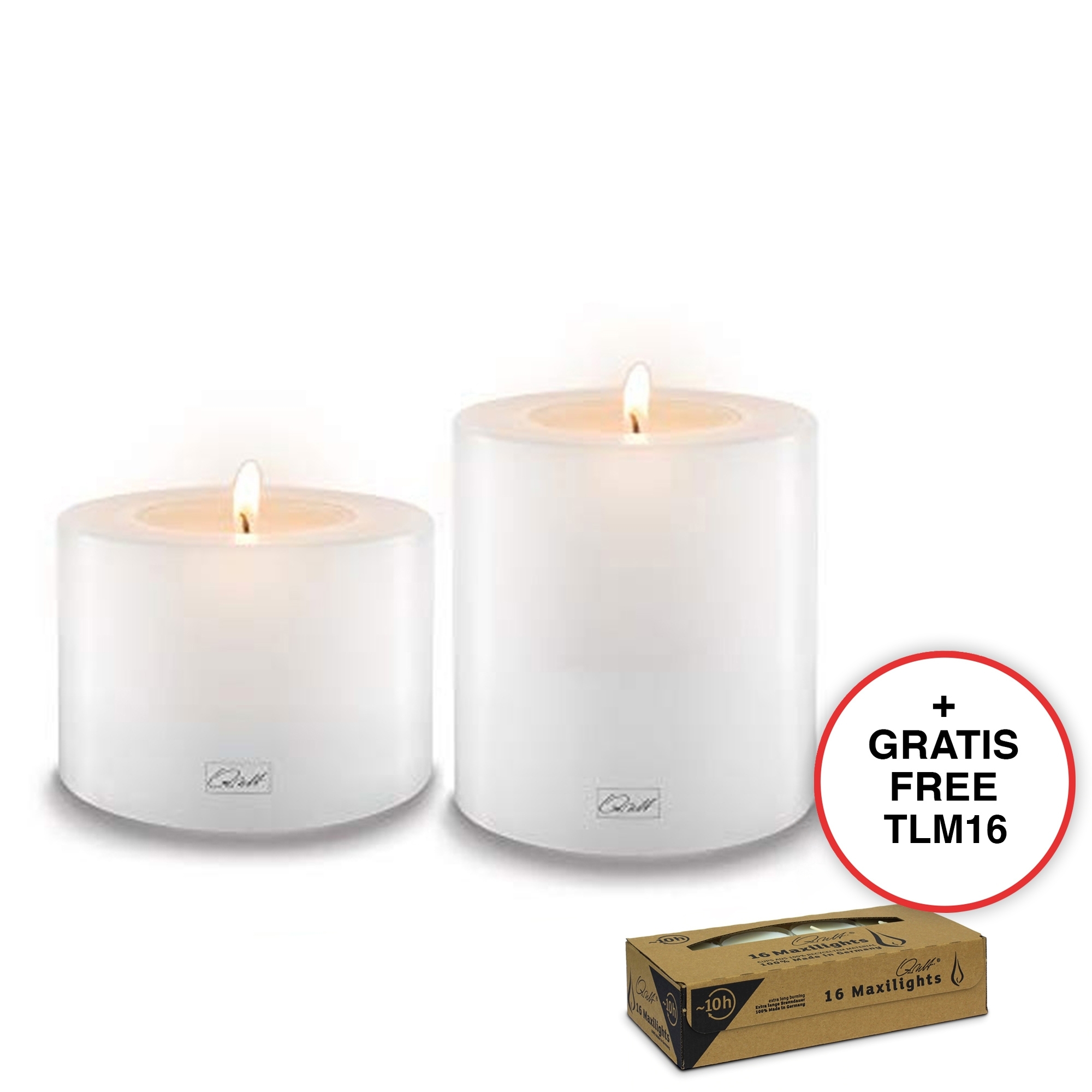 Qult Farluce Trend - Tealight Candle Holder white Ø 10 cm H 8 + 12 cm - Set of 2