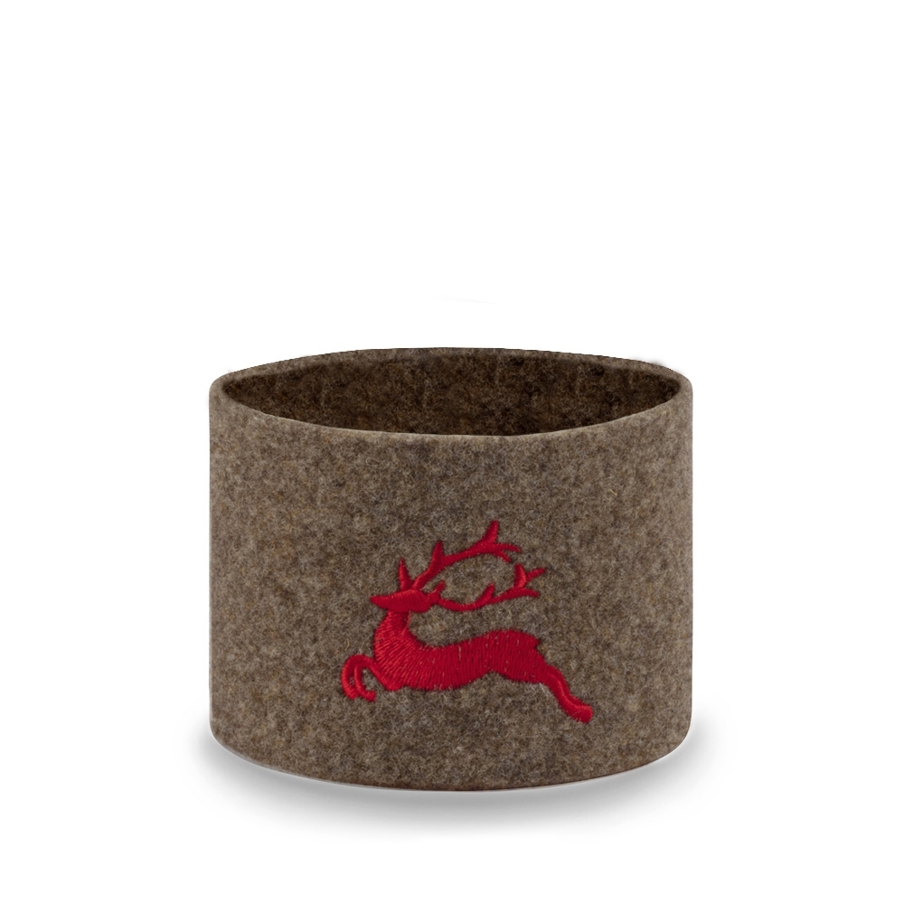 Qult Farluce Candle - Felt Cuff - Deer Red - for Candles Ø 10 cm