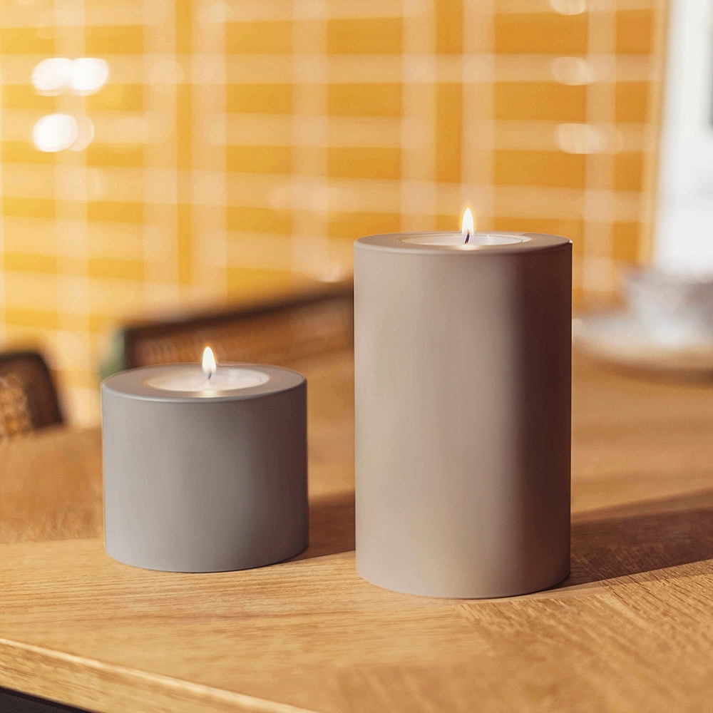 Qult Farluce Trend - Tealight Candle Holder - stonegrey - Ø 8 cm H 15 cm - Set of 4