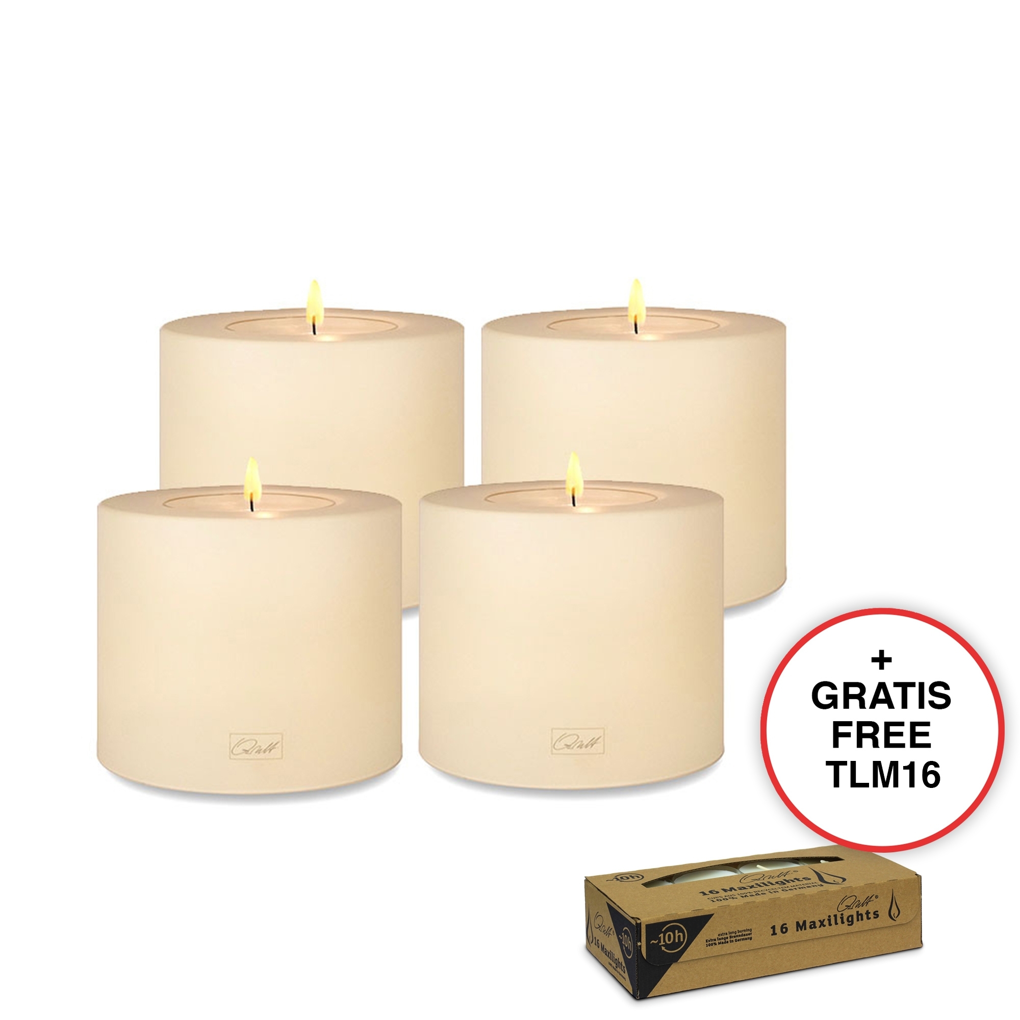 Qult Farluce Trend - Tealight Candle Holder - vanilla - Ø 10 cm H 8 cm - Set of 4